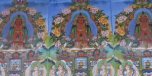 ダラムサラのチベット寺院の壁画