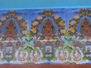 ダラムサラのチベット寺院の壁画